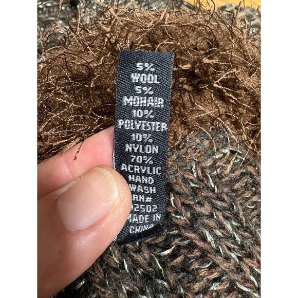 Y2K Sacred Threads Women's S Knit Coatigan Duster Sweater Cardigan  Faux Fur - Picture 8 of 8